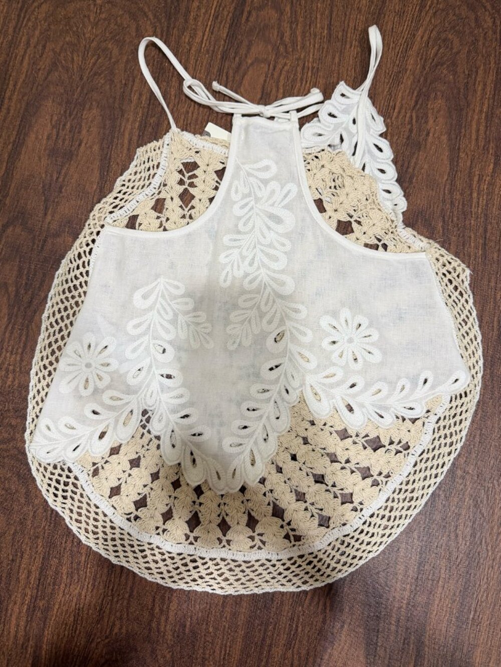 By Anthropologie Pieced Crochet Sweater Tank Ivory XXS - Picture 10 of 14